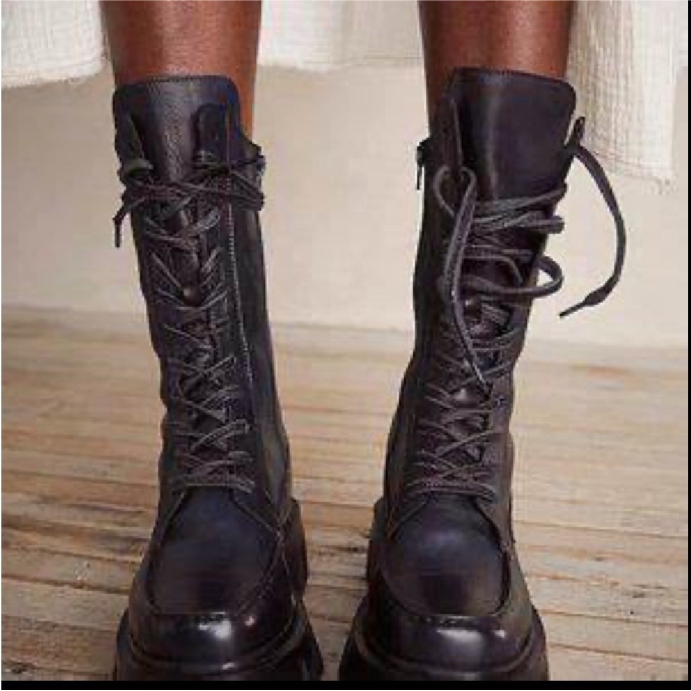 Free People Charcoal Lace Up Boots - Picture 6 of 11